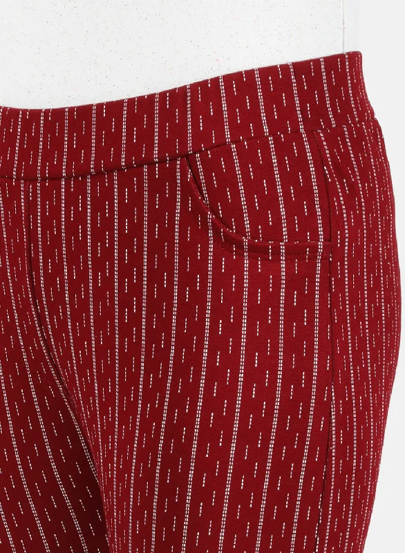 Womens Maroon Jaquard Jegging