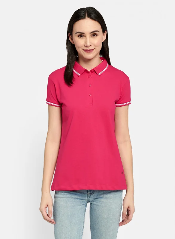 Womens Pink Plain T-Shirt