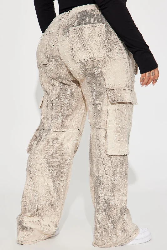 Moving Different Mineral Wash Cargo Pant - Ivory/combo