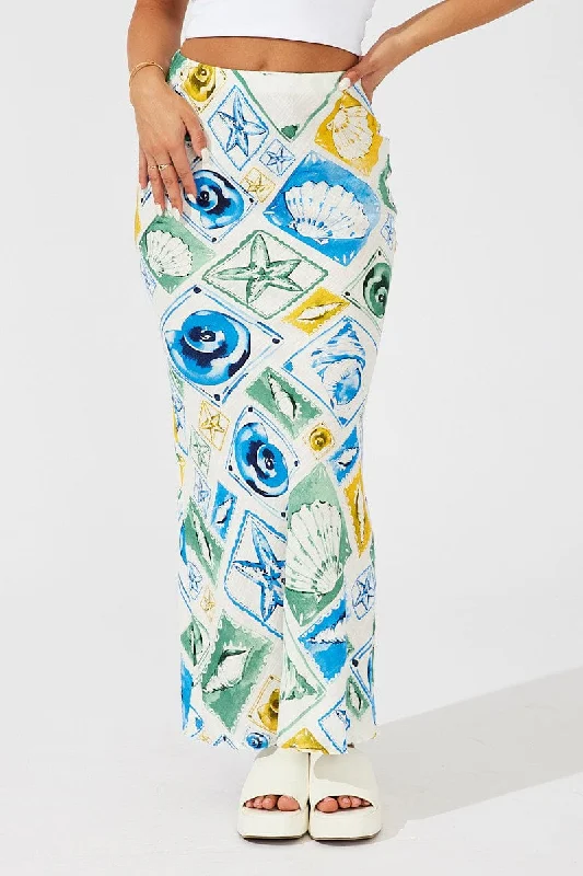 Multi Abstract Maxi Bias Skirt