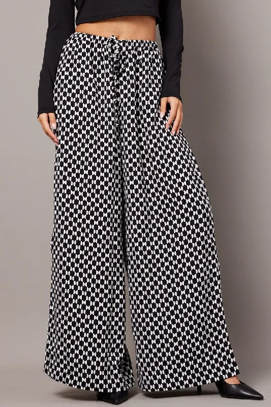 Multi Geo Wide Leg Pants High Rise