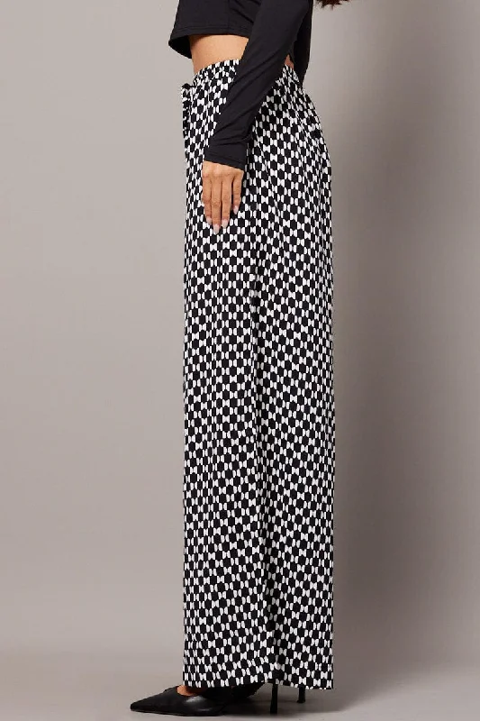 Multi Geo Wide Leg Pants High Rise