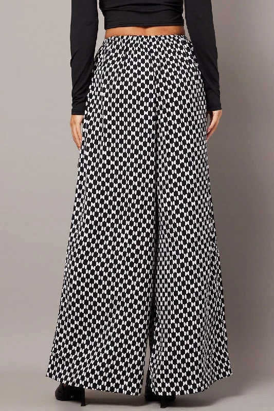 Multi Geo Wide Leg Pants High Rise