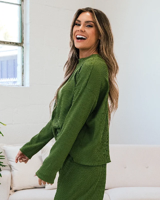 Brandi Textured Ribbed Flowy Top - Pistachio FINAL SALE