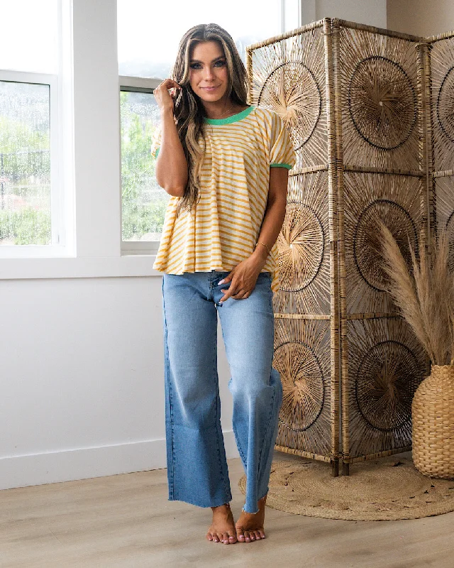 Dawn Striped Swing Top - Gold FINAL SALE