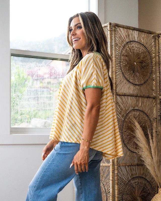 Dawn Striped Swing Top - Gold FINAL SALE