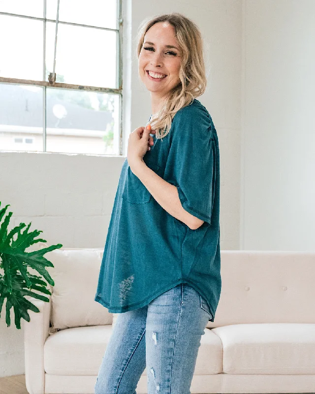 Lindsay Raglan Top - Teal FINAL SALE