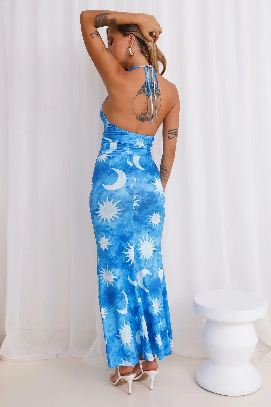 Night Sky Fantasies Halter Top Blue