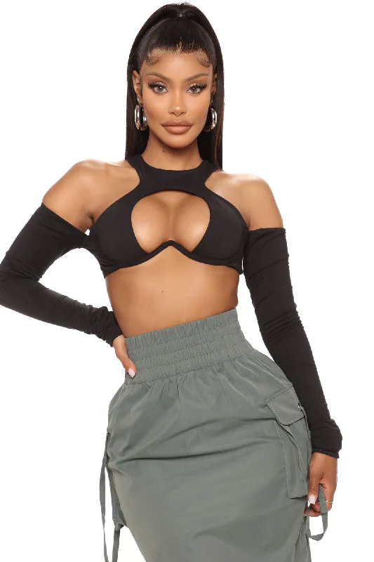 No Photos Cut Out Top - Black