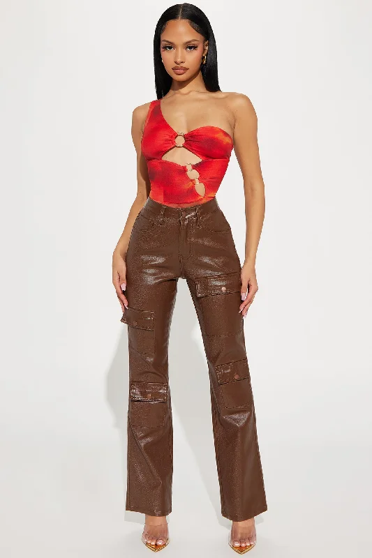 Nothin' Better Faux Leather Cargo Pant - Chocolate