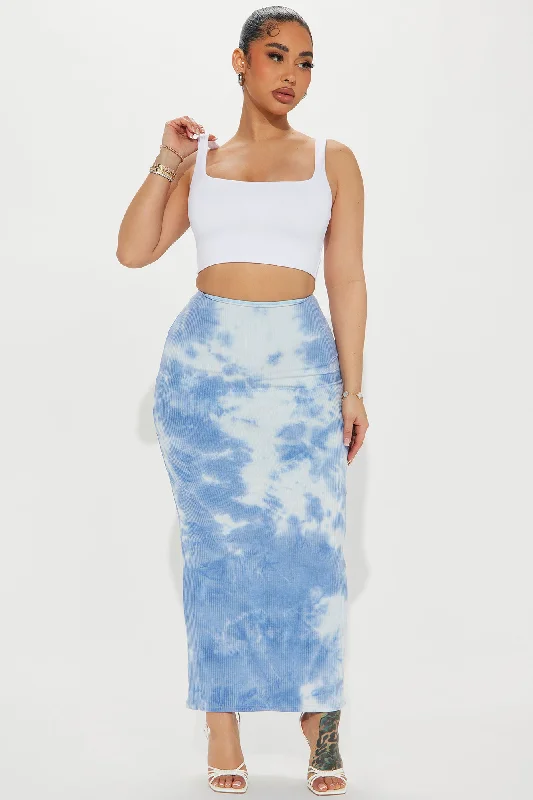 Ocean Views Tie Dye Maxi Skirt - Blue/combo