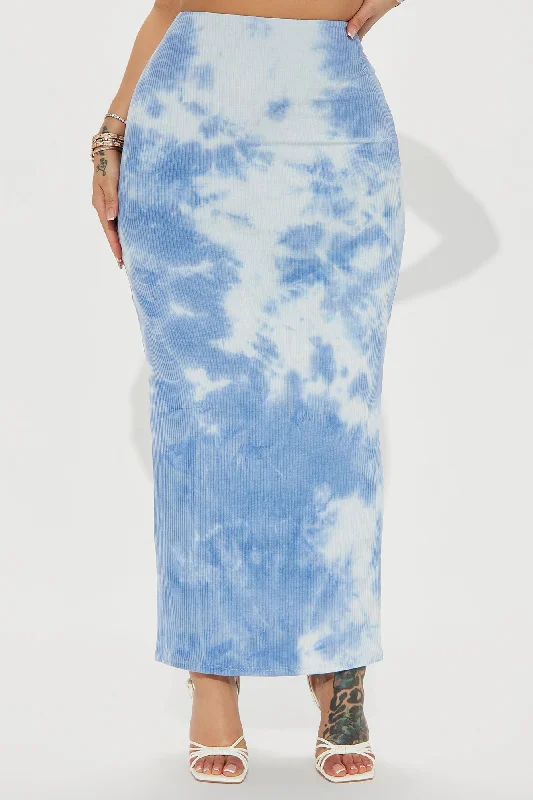 Ocean Views Tie Dye Maxi Skirt - Blue/combo