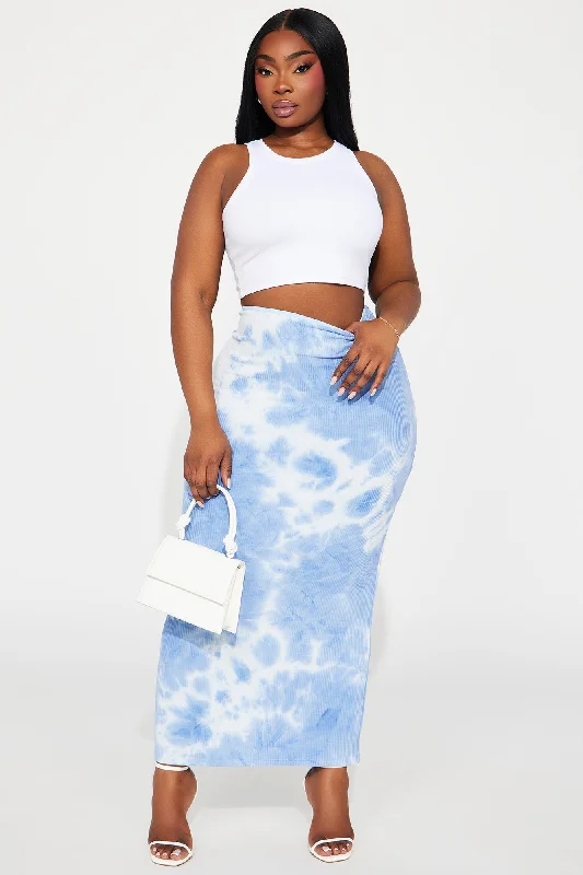 Ocean Views Tie Dye Maxi Skirt - Blue/combo