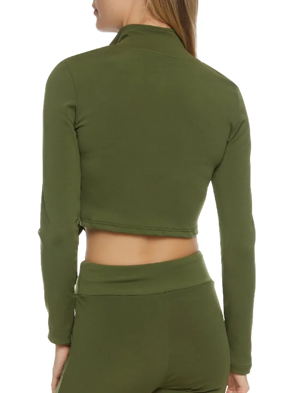 Ruched Drawstring Cropped Track Jacket