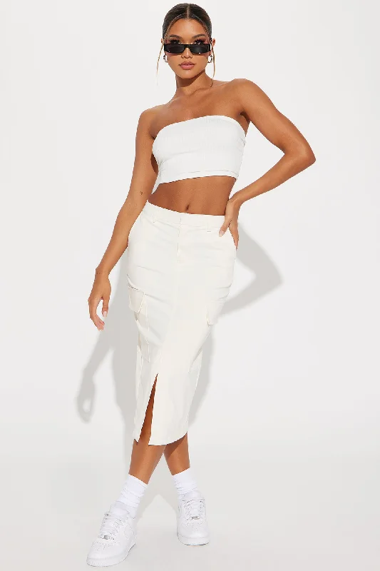 Olivia Cargo Midi Skirt - Stone