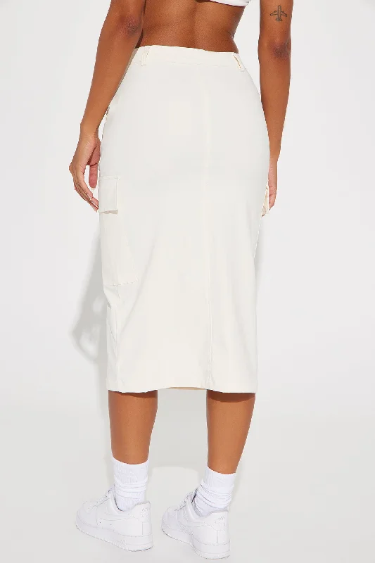 Olivia Cargo Midi Skirt - Stone