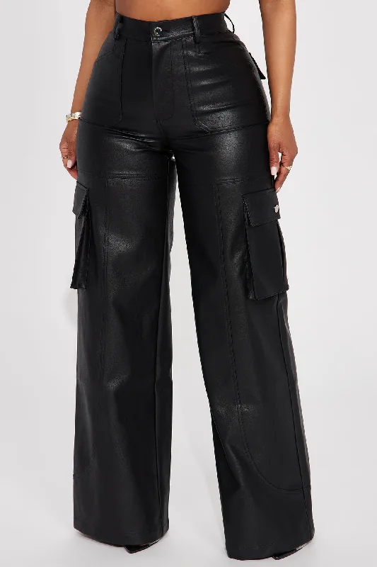 On My Best Behavior Faux Leather Pant - Black