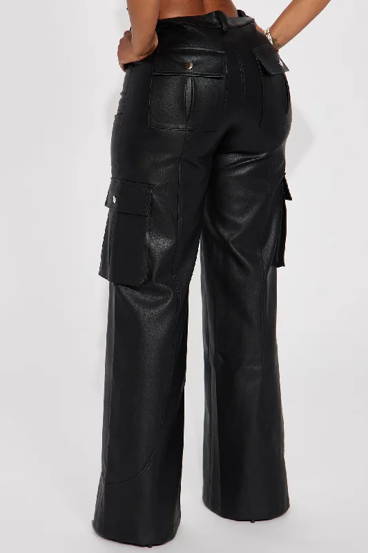 On My Best Behavior Faux Leather Pant - Black