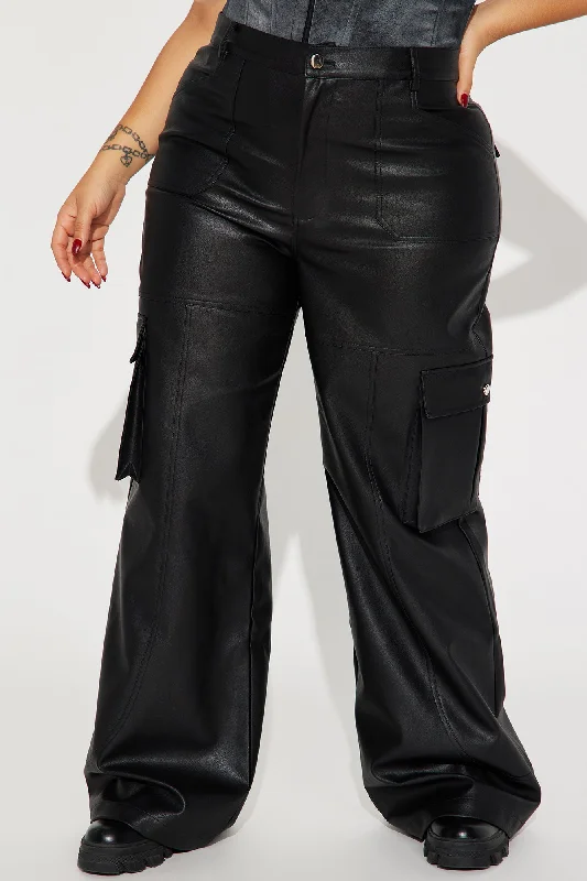 On My Best Behavior Faux Leather Pant - Black