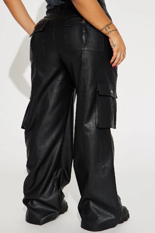 On My Best Behavior Faux Leather Pant - Black