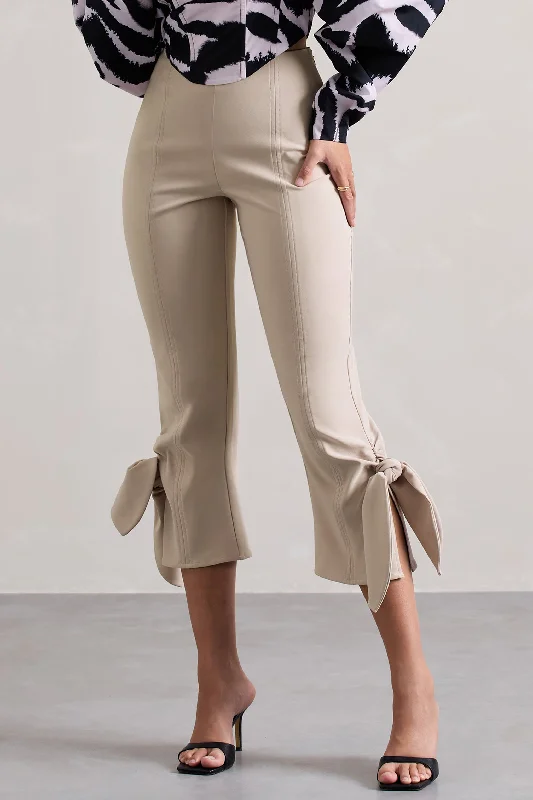 On Stage | Champagne Cropped Capri Pants With Knot Detail