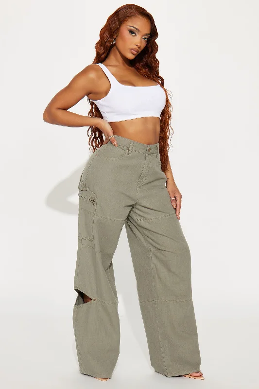 On The Edge Wide Leg Pant - Olive