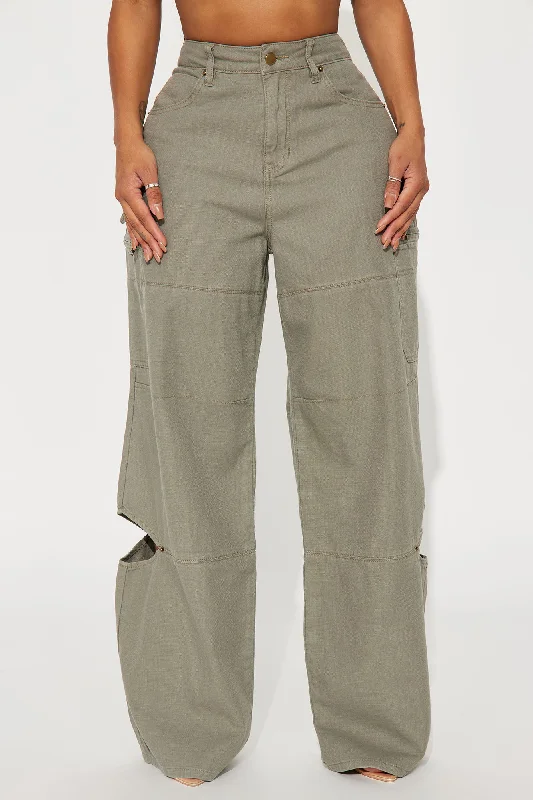 On The Edge Wide Leg Pant - Olive