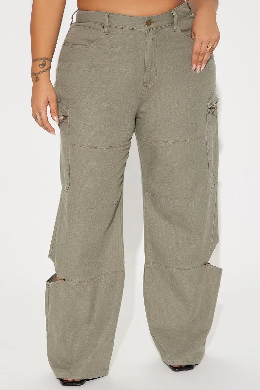 On The Edge Wide Leg Pant - Olive