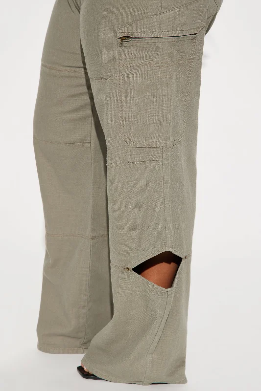 On The Edge Wide Leg Pant - Olive