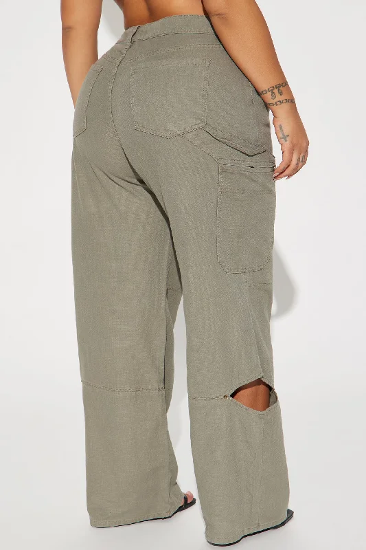 On The Edge Wide Leg Pant - Olive