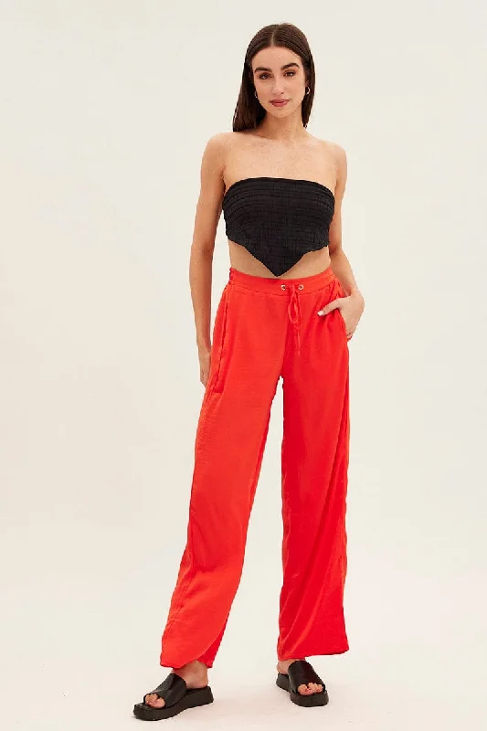 Orange Full Length Fluid Pant