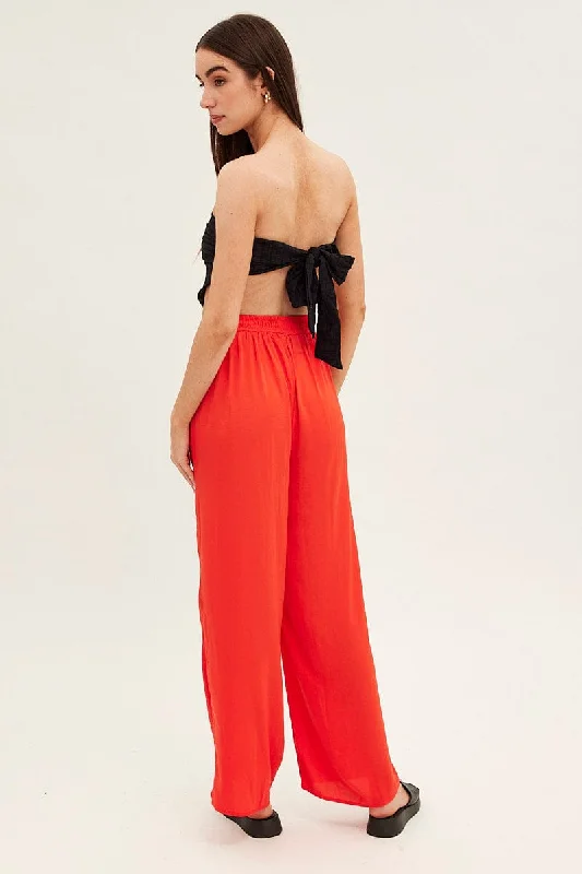 Orange Full Length Fluid Pant