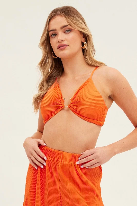 Orange Plisse Bralet Ring Detail