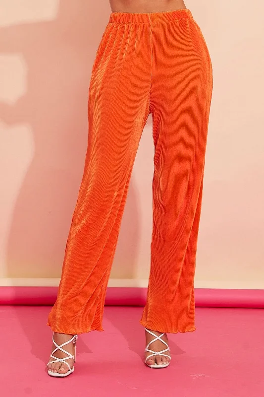 Orange Plisse Pants