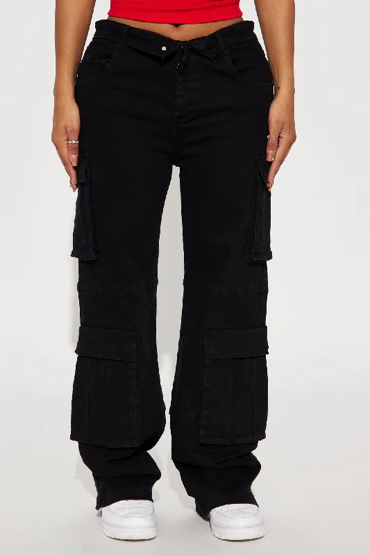 Out For Tonight Fold Over Cargo Pant - Black