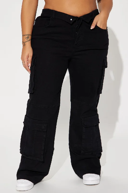 Out For Tonight Fold Over Cargo Pant - Black