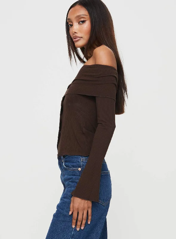 Parveen Off The Shoulder Top Brown