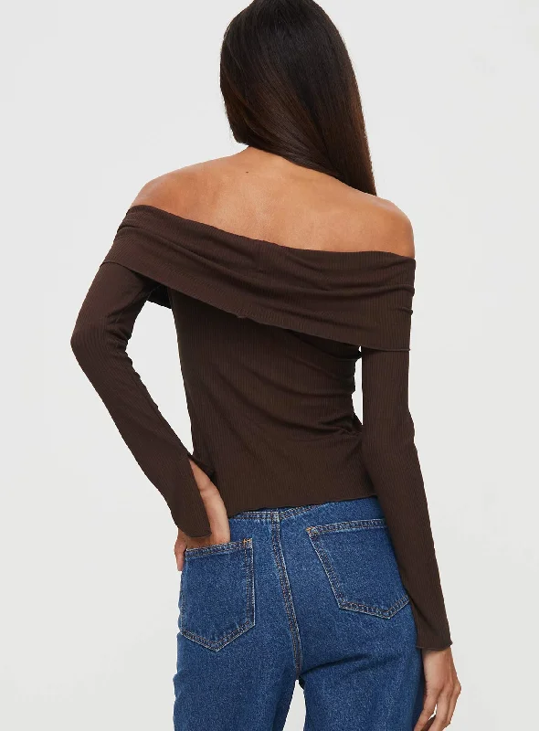 Parveen Off The Shoulder Top Brown