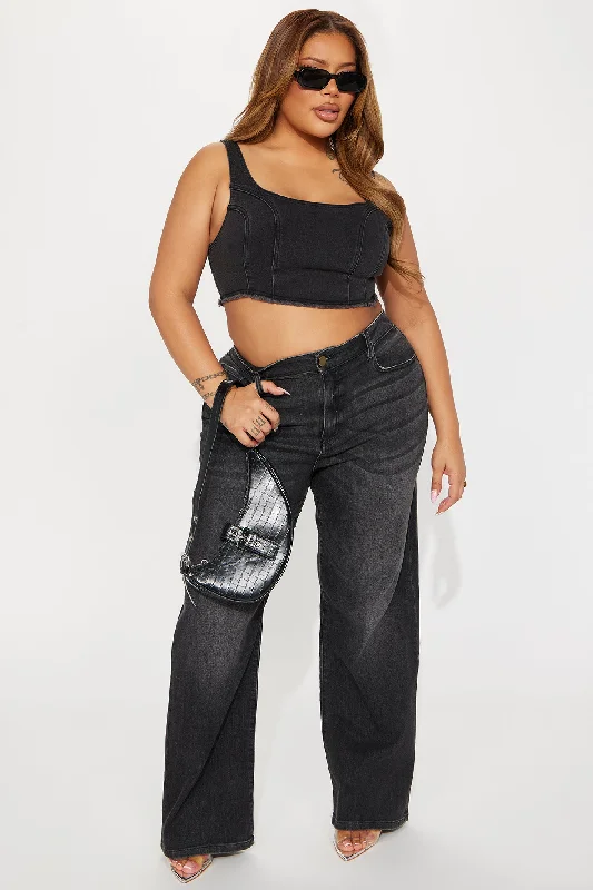 Pick A Side Denim Top - Black