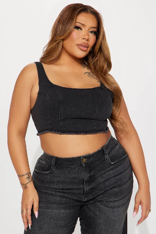 Pick A Side Denim Top - Black