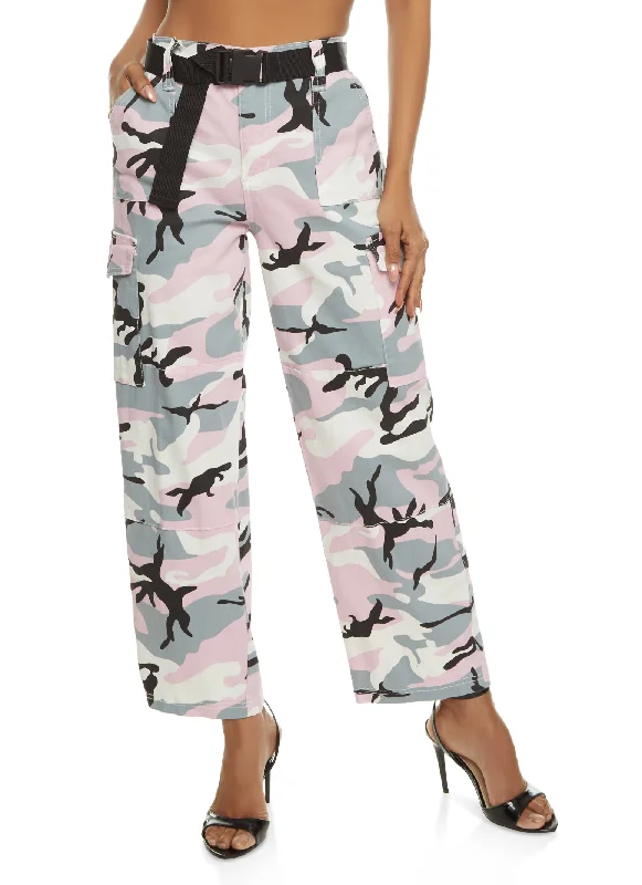 Belted Camouflage Cargo Pants