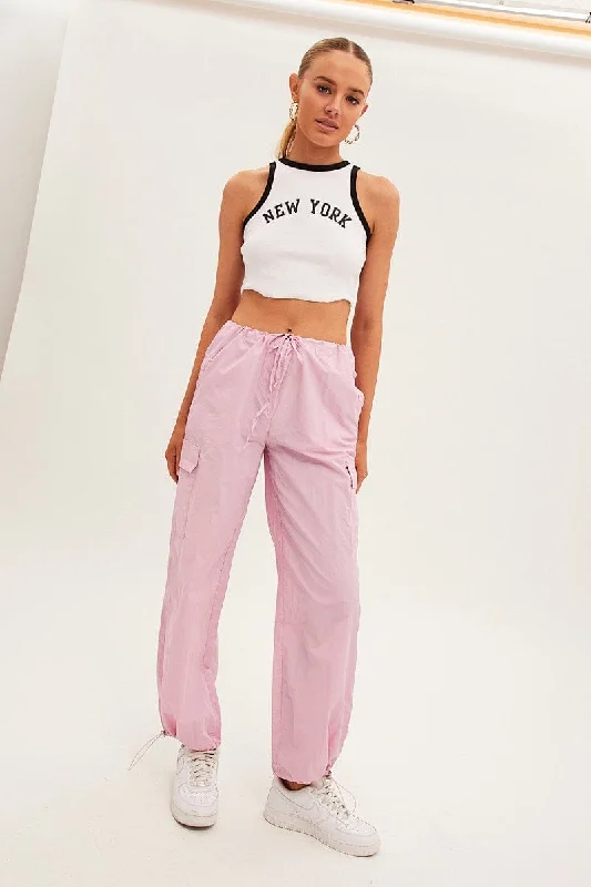 Pink Cargo Parachute Pants