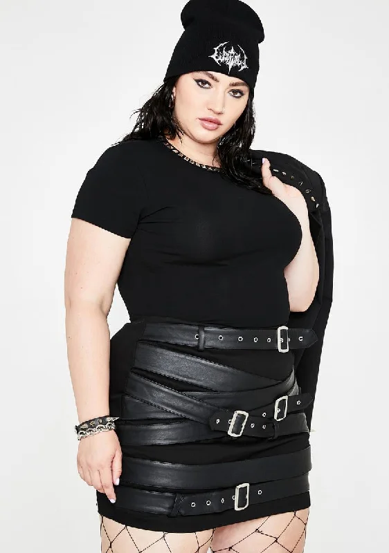 Plus Cash Strapped Mini Skirt