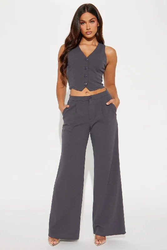 Power Hour Wide Leg Trouser - Charcoal