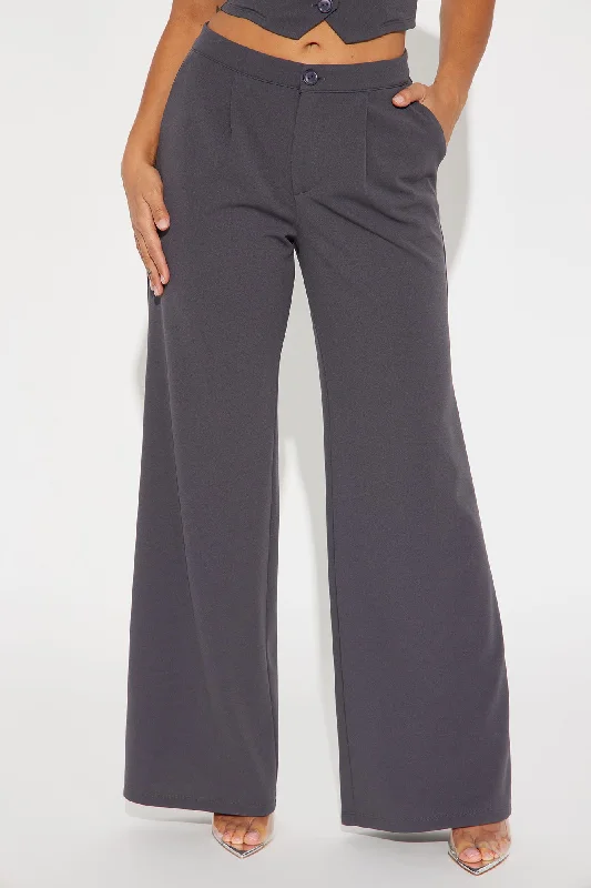 Power Hour Wide Leg Trouser - Charcoal