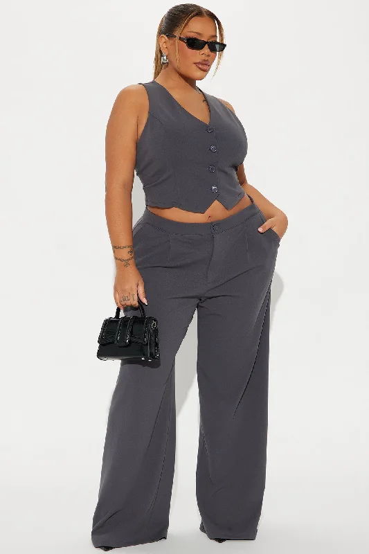 Power Hour Wide Leg Trouser - Charcoal