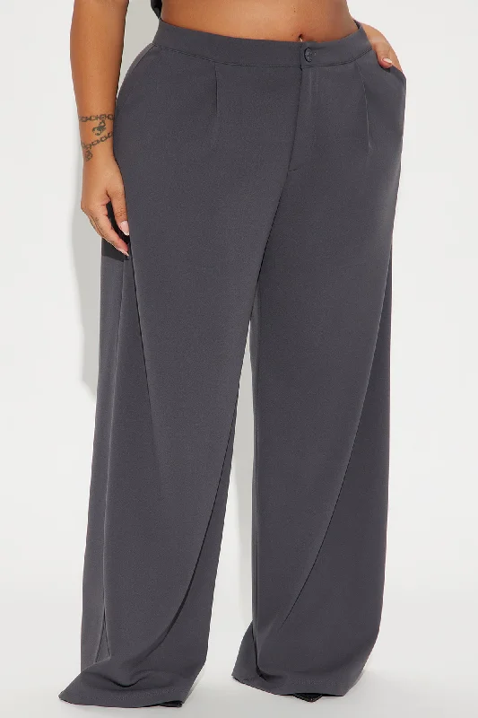 Power Hour Wide Leg Trouser - Charcoal