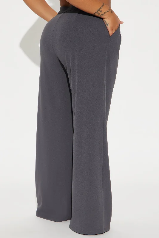 Power Hour Wide Leg Trouser - Charcoal