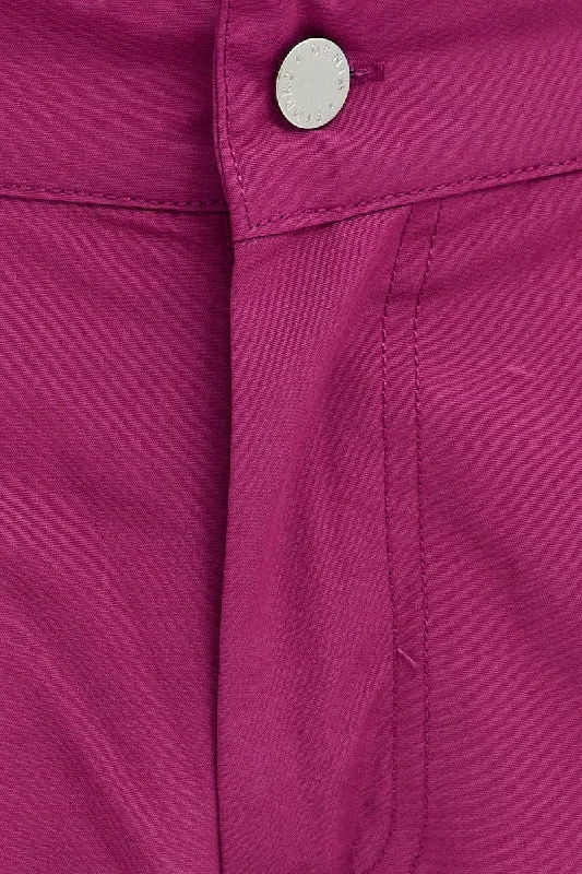 Purple Cargo Pants Mid-Rise Wide Leg Parachute