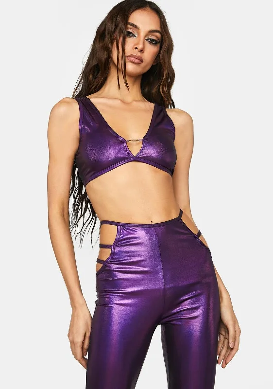 Purple Flare Pants Set